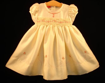 NEW Boutique Design Hand Embroidered Smocked Dress Children Baby Girl LIGHT YELLOW Pink Embroidery Ciao Bebe