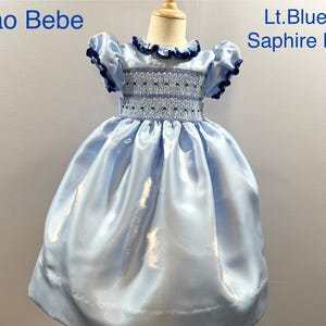 NEW Boutique Design Hand Embroidered Smocked Dress Children Baby Girl BLUE  Embroidery Ciao Bebe Timeless Treasure