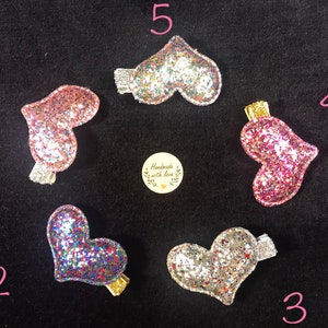 Handmade Glitter Metallic Puffy HEART Hair Clip