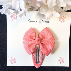 Custom Handmade BUTTERFLY Hair Bow Clip Adults Kids Fashionable Functional Grosgrain Ribbon Coral