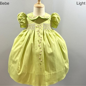 NEW Hand Embroidered Smocked Dress Children Baby Girl LIGHT GREEN Ciao Bebe