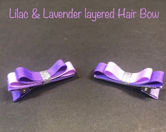 Custom Handmade Hair Bow Clip Adultes Enfants à la mode Fonctionnel Violet Lavande Lilas Grosgrain Ruban Métallique