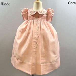 新しいブティックデザイン 手刺繍スモックドレス 子供用 女の子 コーラルピンク Ciao Bebe