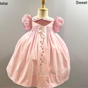 新品 手刺繍スモックドレス 子供用 女の子 スウィートピンク チャオベベ