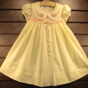 NEW Boutique Design Hand Embroidered Smocked Dress Children Baby Girl YELLOW Ciao Bebe