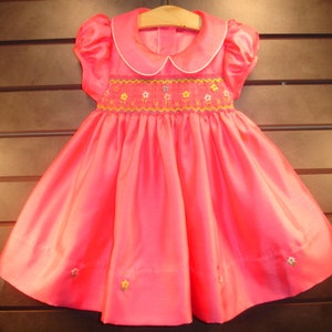 NEW Boutique Design Hand Embroidered Smocked Dress Children Baby Girl HOT PINK Ciao Bebe