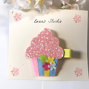Handmade Glitter Metallic CUPCAKE FRUIT Hair Clip