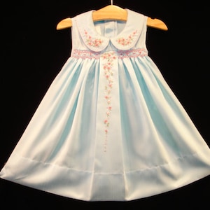 NEW Boutique Design Hand Embroidered Smocked Dress Children Baby Girl BLUE Ciao Bebe