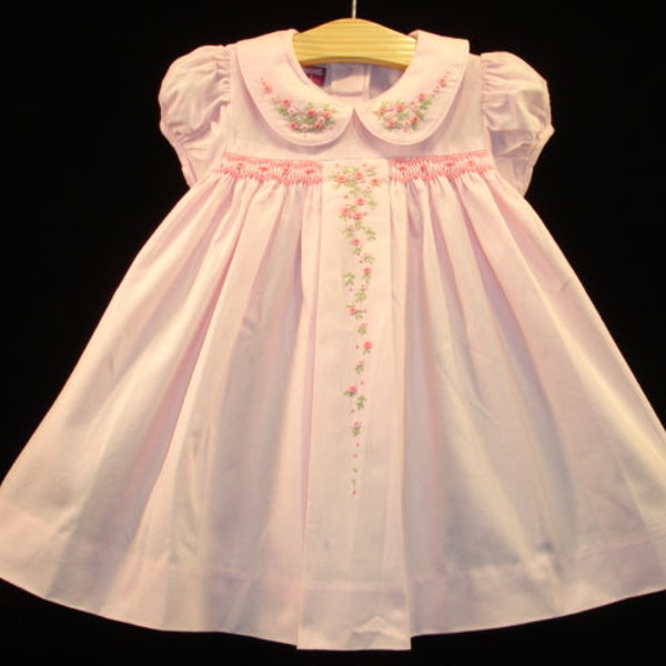 NEW Boutique Design Hand Embroidered Smocked Dress Children Baby Girl LIGHT PINK Ciao Bebe