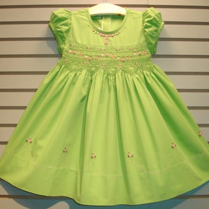 NEW Boutique Design Hand Embroidered Smocked Dress Children Baby Girl GREEN Ciao Bebe