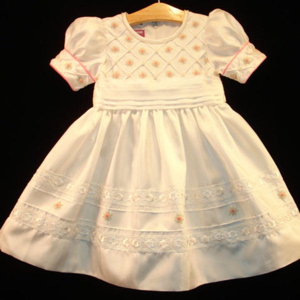 NEW Boutique Design Hand Beaded Embroidered Dress Children Baby Girl Cream WHITE Ciao Bebe