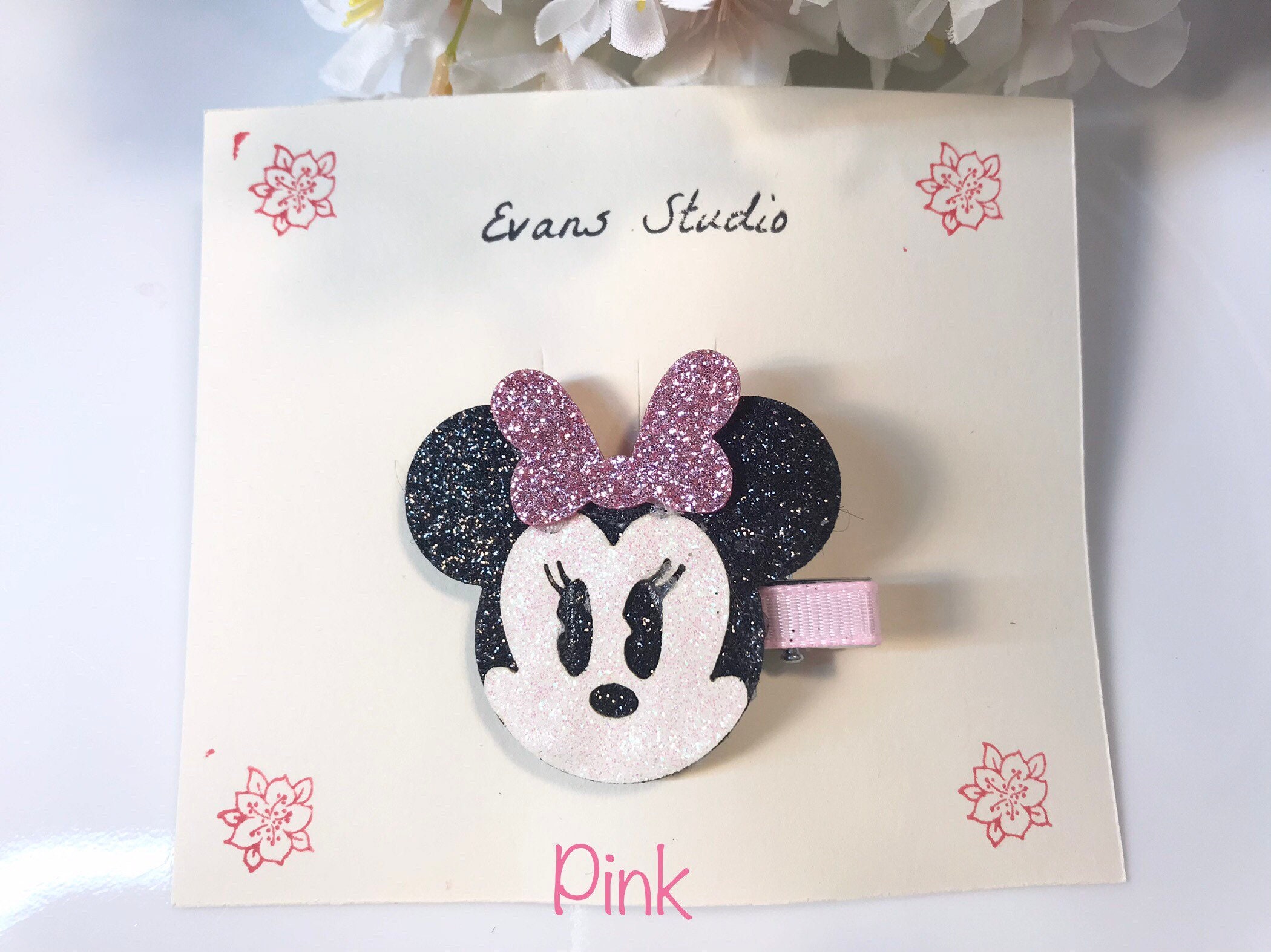 NWT Valet Studio Minnie Clips‎ Silver White glittery  glitter metallic Minnie Mouse Disney Clips main image 4