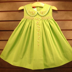 NEW Boutique Design Hand Embroidered Smocked Dress Children Baby Girl GREEN Ciao Bebe