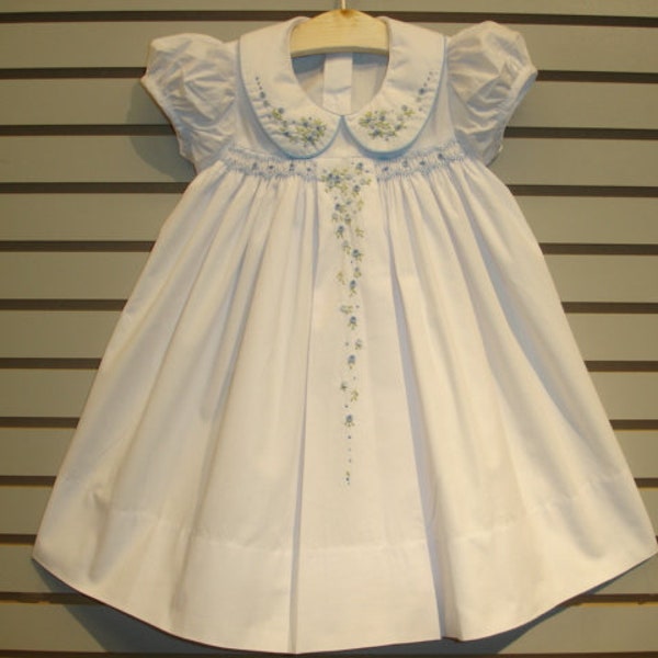 NEW Boutique Design Hand Embroidered Smocked Dress Children Baby Girl WHITE Ciao Bebe