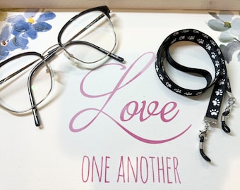 Aangepaste handgemaakte brilhouder riem koord lanyard gezichtsmasker houder PAWS STAR SINT-JAKOBSSCHELP