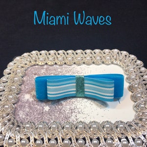 Custom Handmade Layered Hair Bow Clip Barrette Women Ladies Teenagers Fashionable Functional Velvet Hair Bow Collection Miami Waves
