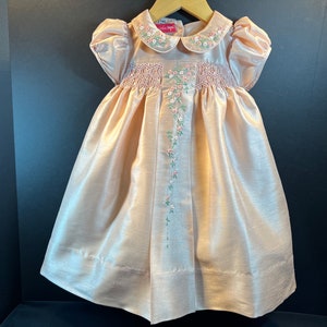 NEW Boutique Design Hand Embroidered Smocked Dress Children Baby Girl SALMON PINK Ciao Bebe