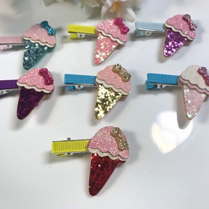Handgemachte Glitzer Metallic EISCREME EISCREME Haarspange Süßigkeiten