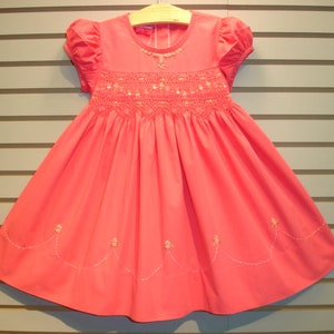 NEW Boutique Design Hand Embroidered Smocked Dress Children Baby Girl HOT PINK Ciao Bebe