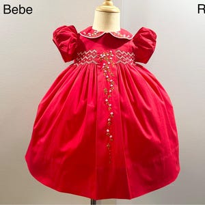 NEW Hand Embroidered Smocked Dress Children Baby Girl POPPY RED Ciao Bebe