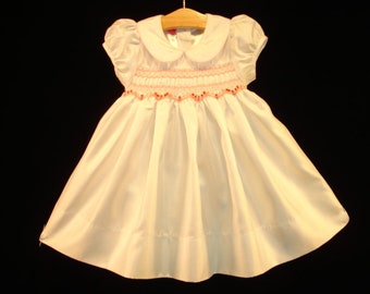 NEW Boutique Design Hand Embroidered Smocked Dress Children Baby Girl WHITE Ciao Bebe