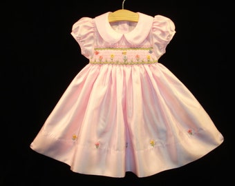 NEW Boutique Design Hand Embroidered Smocked Dress Children Baby Girl PINK Ciao Bebe