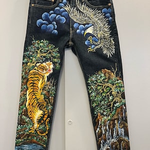 Painted jeans men Etsy Italia