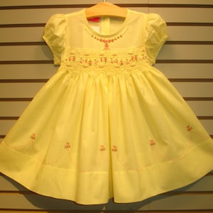 NEW Boutique Design Hand Embroidered Smocked Dress Children Baby Girl SWEET YELLOW Ciao Bebe