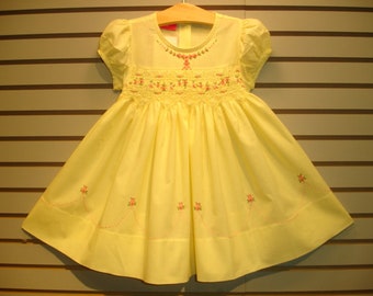 NEW Boutique Design Hand Embroidered Smocked Dress Children Baby Girl SWEET YELLOW Ciao Bebe