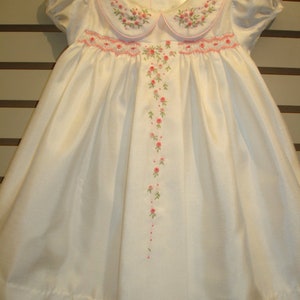 NEW Boutique Design Hand Embroidered Smocked Dress Children Baby Girl CREAM WHITE Ciao Bebe