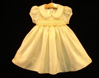 NEW Boutique Design Hand Embroidered Smocked Dress Children Baby Girl LIGHT YELLOW Ciao Bebe