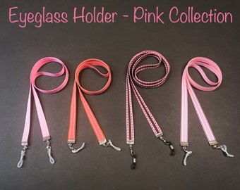Custom Handmade Eyeglasses Holder Cord Strap Lanyard Reusable Washable Adults Kids Fashionable Functional PINK Collection