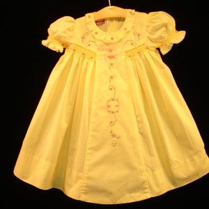 NEW Boutique Design Hand Embroidered Smocked Dress Children Baby Girl YELLOW Ciao Bebe