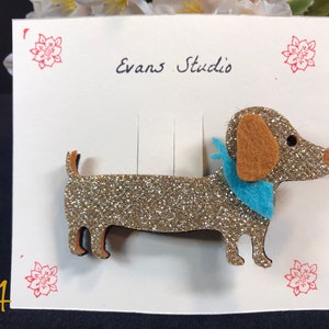 Handmade Glitter Metallic DACHSHUND WIENER Dog ANIMAL Hair Clip