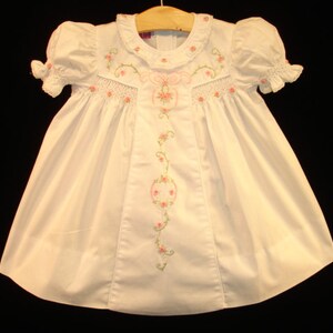 NEW Boutique Design Hand Embroidered Smocked Dress Children Baby Girl WHITE Ciao Bebe