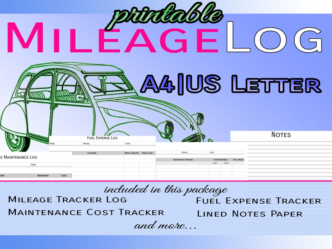 Mileage Log Auto Maintenance Vehicle Log Book Spending Tracker ...