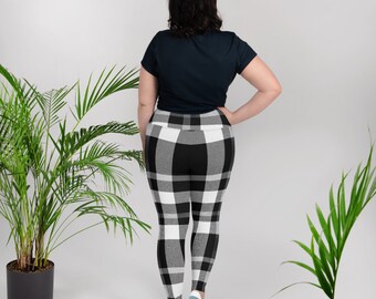 High Waist Plaid Leggings, Cozy Activewear for Women, Indie Rave