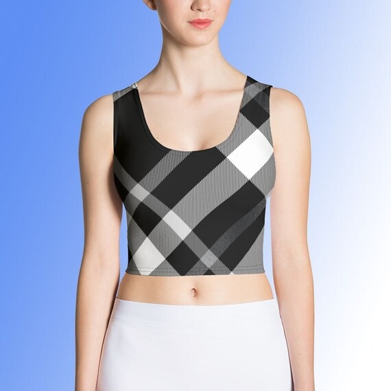 Fitted Plaid Crop Top Festival Outfits Trendy Clothes Rave Edgy Shirt Tops and Skirts Indie Tee Athleisure Wear Casual Chic Clothing Etsy