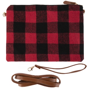 Plaid CrossBody Pouch Bag RED/BLACK