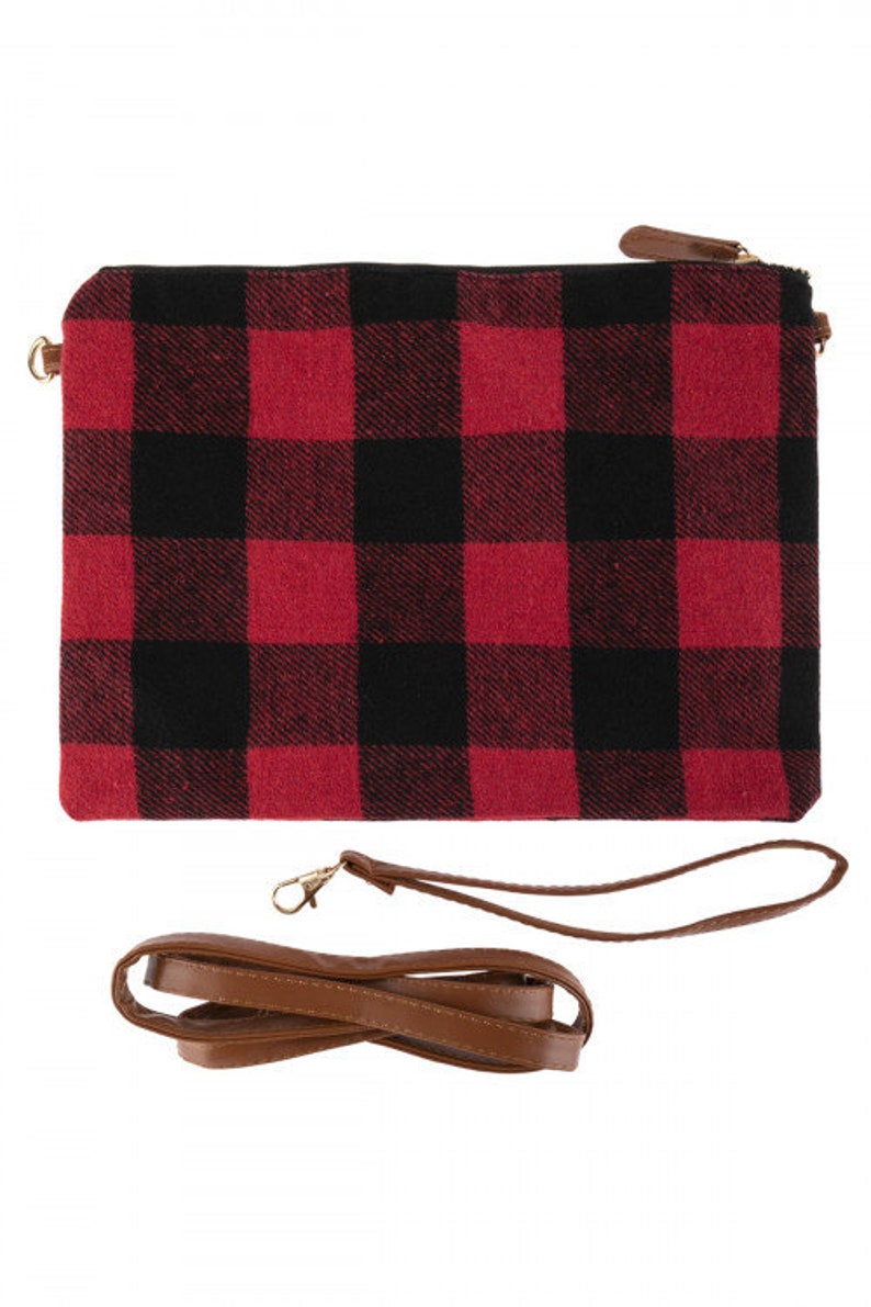 Plaid CrossBody Pouch Bag RED/BLACK