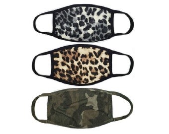 Animal & Army print reversible face mask Made in USA