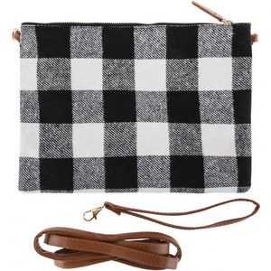 Plaid CrossBody Pouch Bag WHITE/BLACK