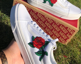 rose embroidered vans uk