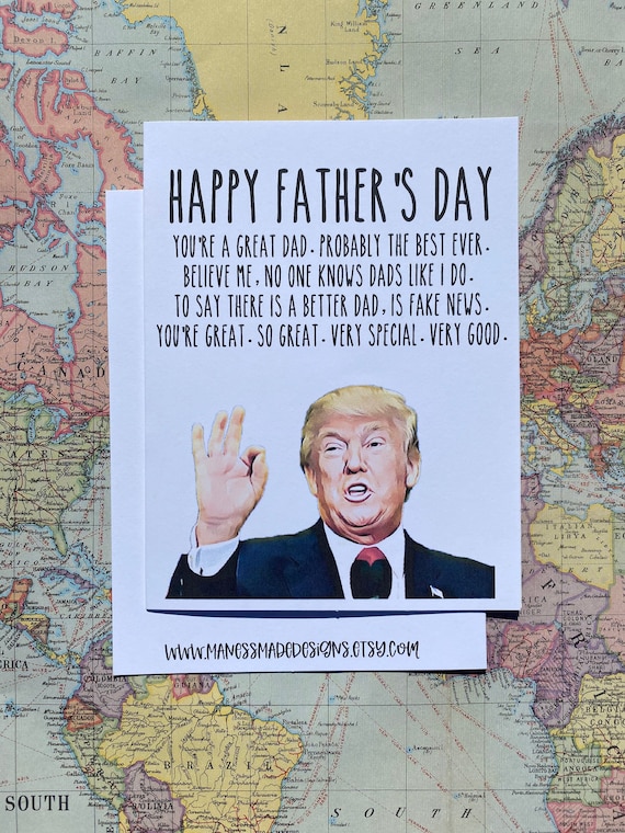 Trump Fathers Day Card 5x7 Greeting Card Trump Fan Fathers Etsy