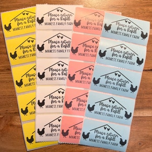Egg Carton Labels | Farm fresh egg cartons | Please Return for a Refill