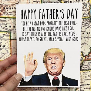 Trump Fathers Day Card | 5x7 Greeting Card | Trump Fan Fathers Day Card ...
