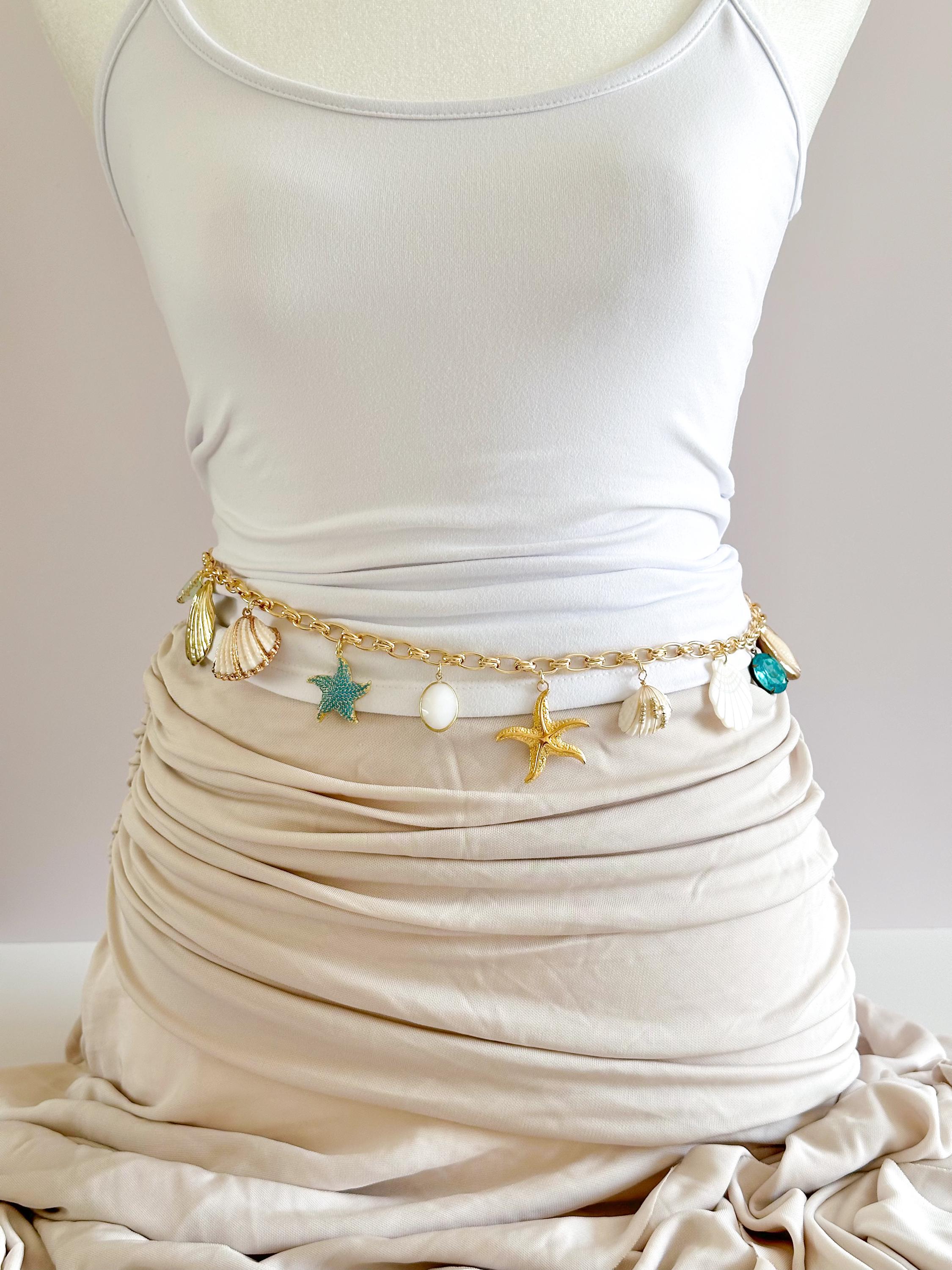 Belly Shell Belly Chain Sea Shell Starfish - Adjustable Beach Belly Jewelry For ...