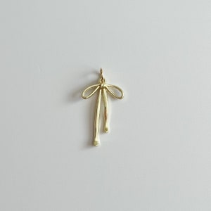 Bow Gold Plated Zinc Alloy Charm 14x18mm image 1