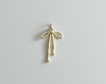 Bow Gold Plated Zinc Alloy Charm 14x18mm