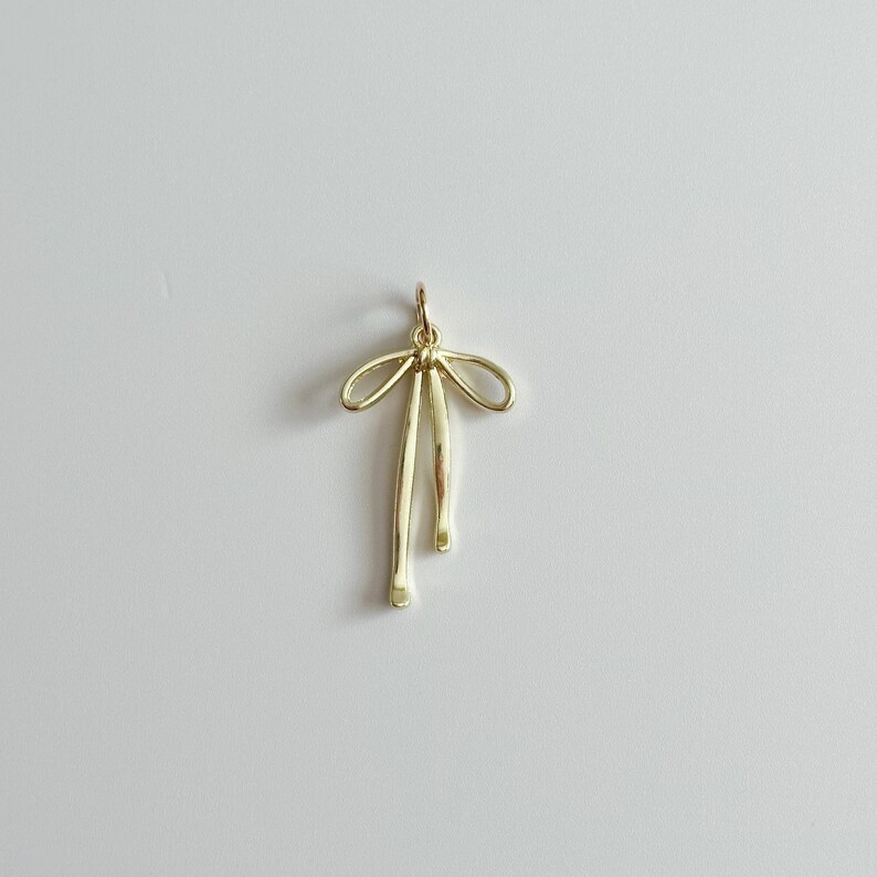 Bow Gold Plated Zinc Alloy Charm 14x18mm image 1